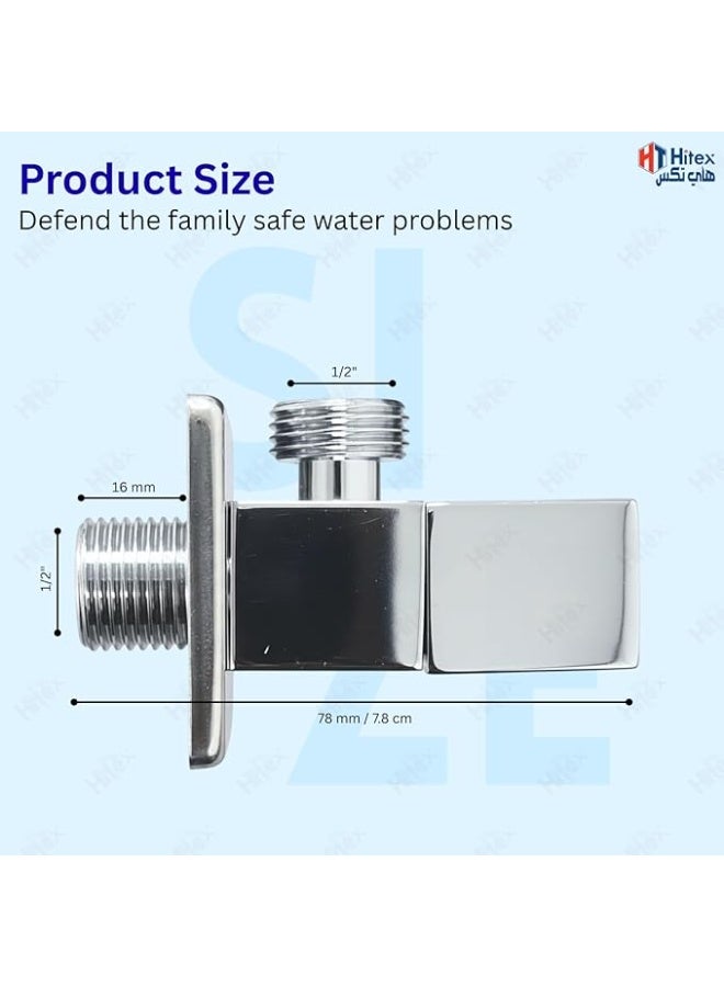 هيتكس صمام ميلانو ذو الزاوية المربعة - جسم نحاسي فاخر، طلاء كروم - تصميم إيطالي، مدخل 1/2 بوصة × مخرج 1/2 بوصة - صمام إيقاف أنيق للحمام والمطبخ، متين ومقاوم للصدأ (2) - Image 5